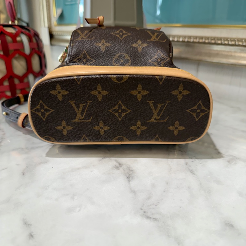 LV原花Montsouris Mini金釦下蓋束口手提後背包-2