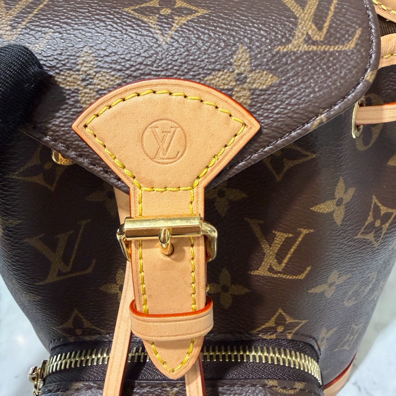 LV原花Montsouris Mini金釦下蓋束口手提後背包-7