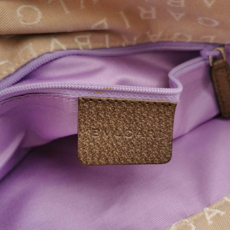 Bvlgari 牛皮帆布拼色字母logo子母包單肩包-8