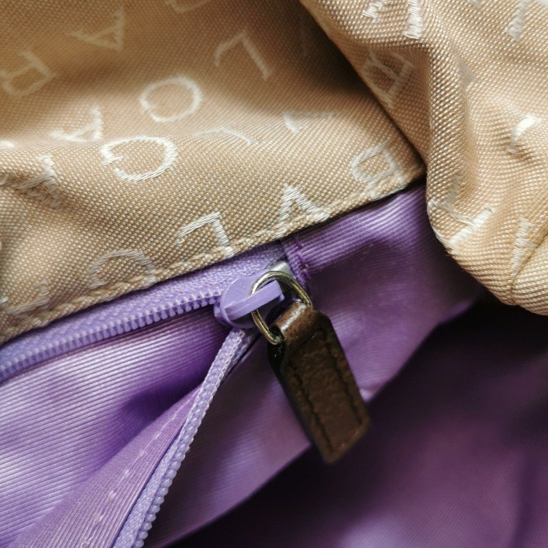 Bvlgari 牛皮帆布拼色字母logo子母包單肩包-10