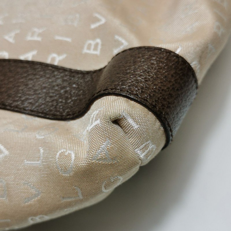 Bvlgari 牛皮帆布拼色字母logo子母包單肩包-15