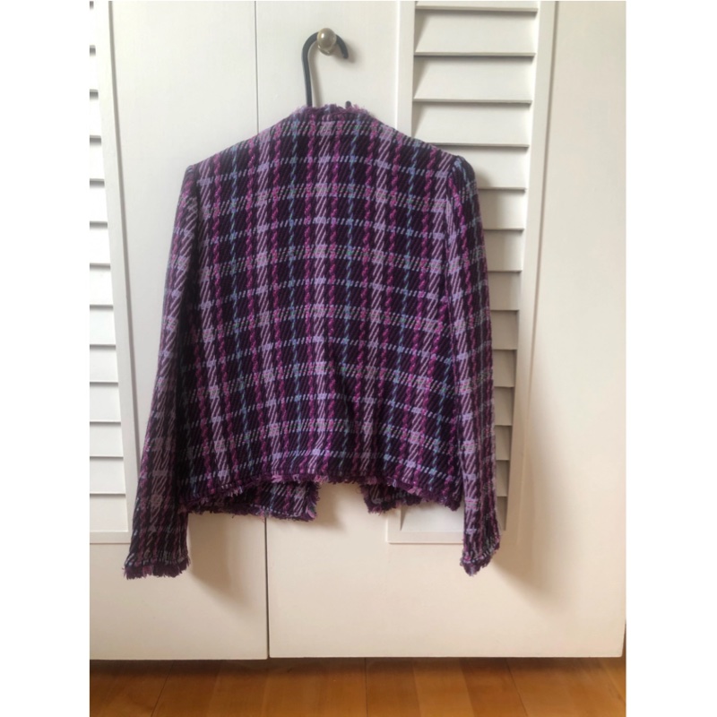 紫色格仔外套-2