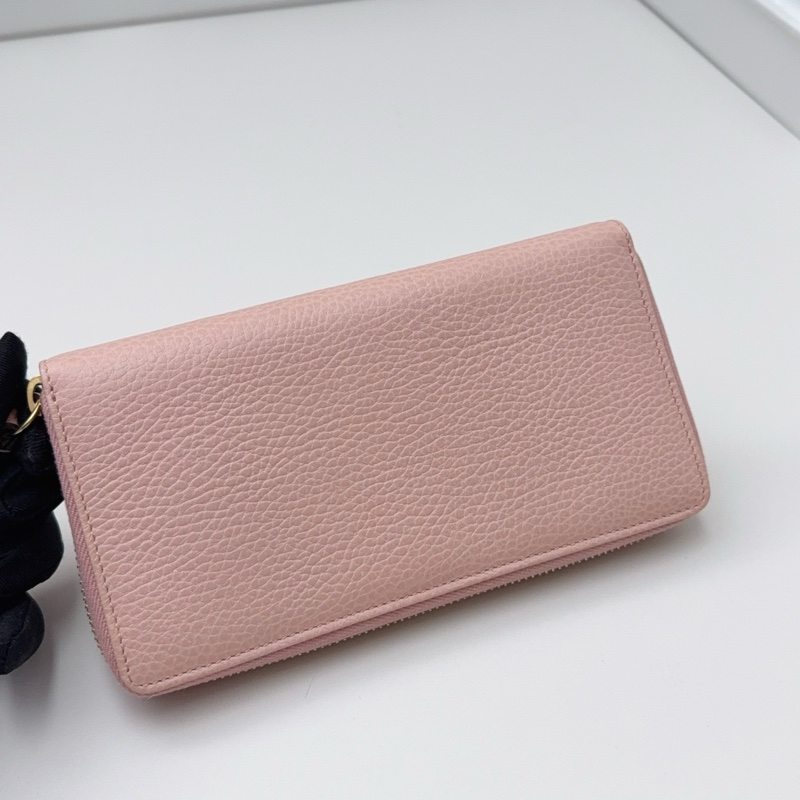 GUCCI粉色全皮長款錢夾-2