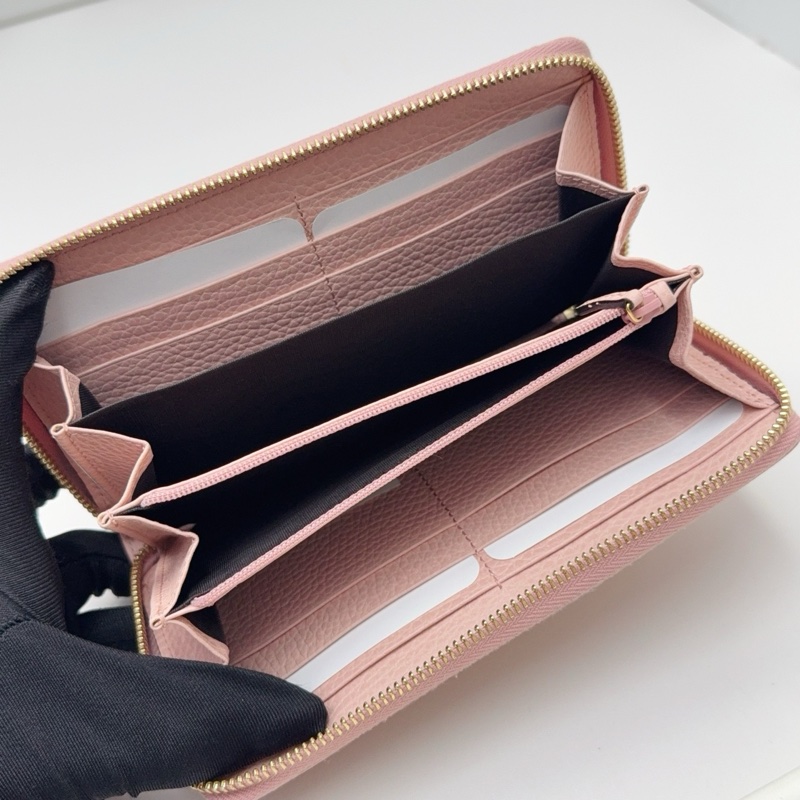 GUCCI粉色全皮長款錢夾-7