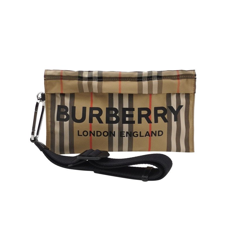 Burberry 牛皮尼龍布格紋字母Logo手拿包-0