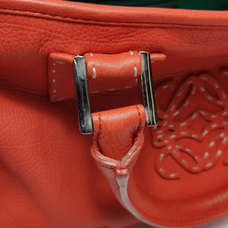 Loewe Amazona 牛皮純色加固邊角中古手提包-10