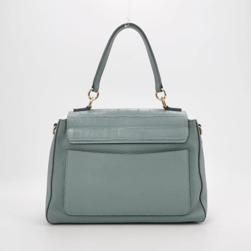 Chloe Faye 中號 牛皮鱷魚壓紋鏈條扣飾斜挎包單肩包-4