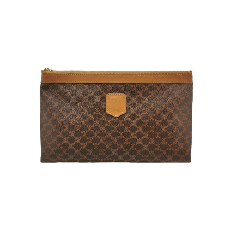 Celine 牛皮凱旋門老花手拿包-0