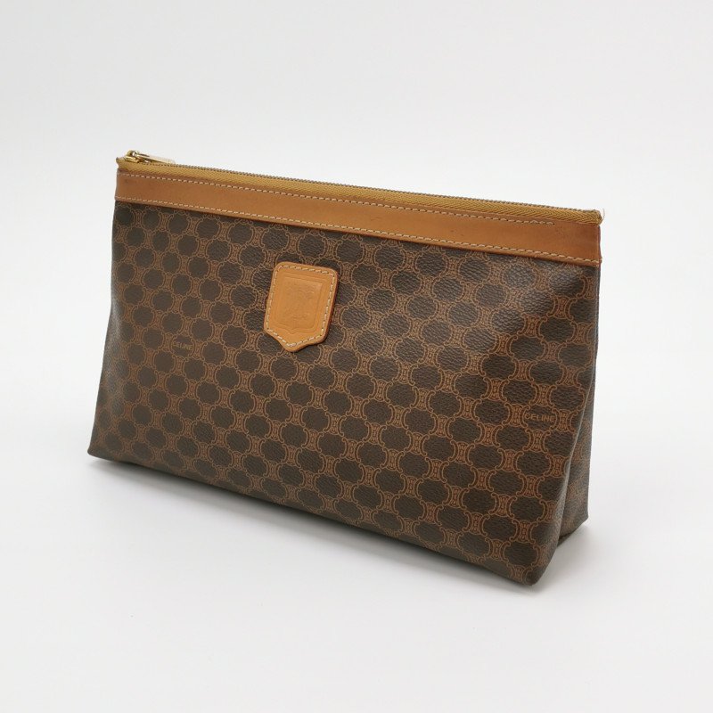 Celine 牛皮凱旋門老花手拿包-1