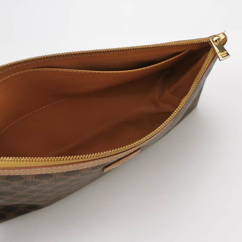 Celine 牛皮凱旋門老花手拿包-5