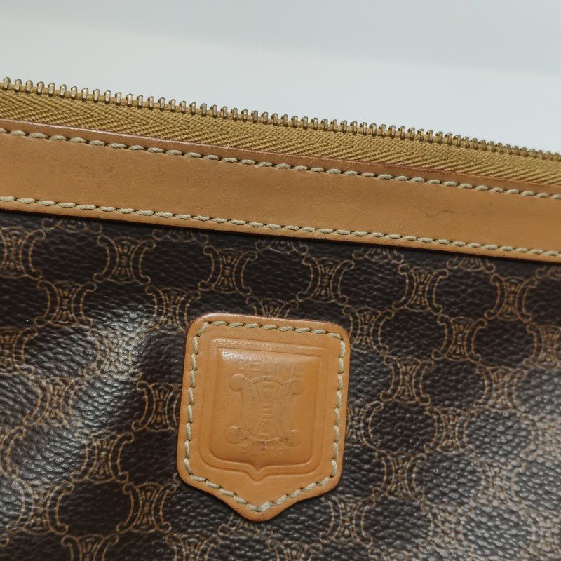 Celine 牛皮凱旋門老花手拿包-10