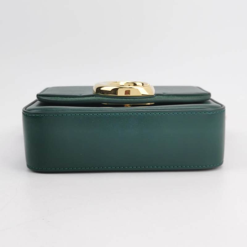 Chloe C迷你牛皮翻毛皮拼皮字母C徽飾斜挎包-5