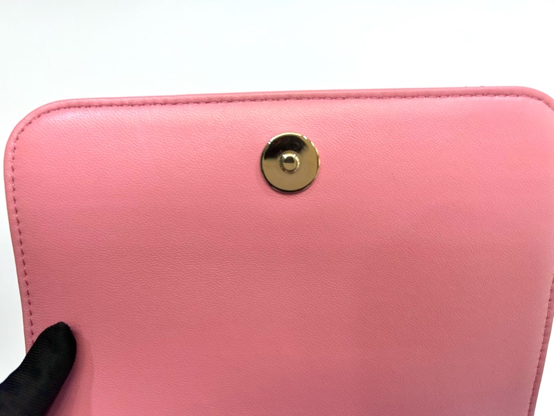 CHANEL粉色小羊皮鉚釘大雙C金鍊手提側背包AS1514-15