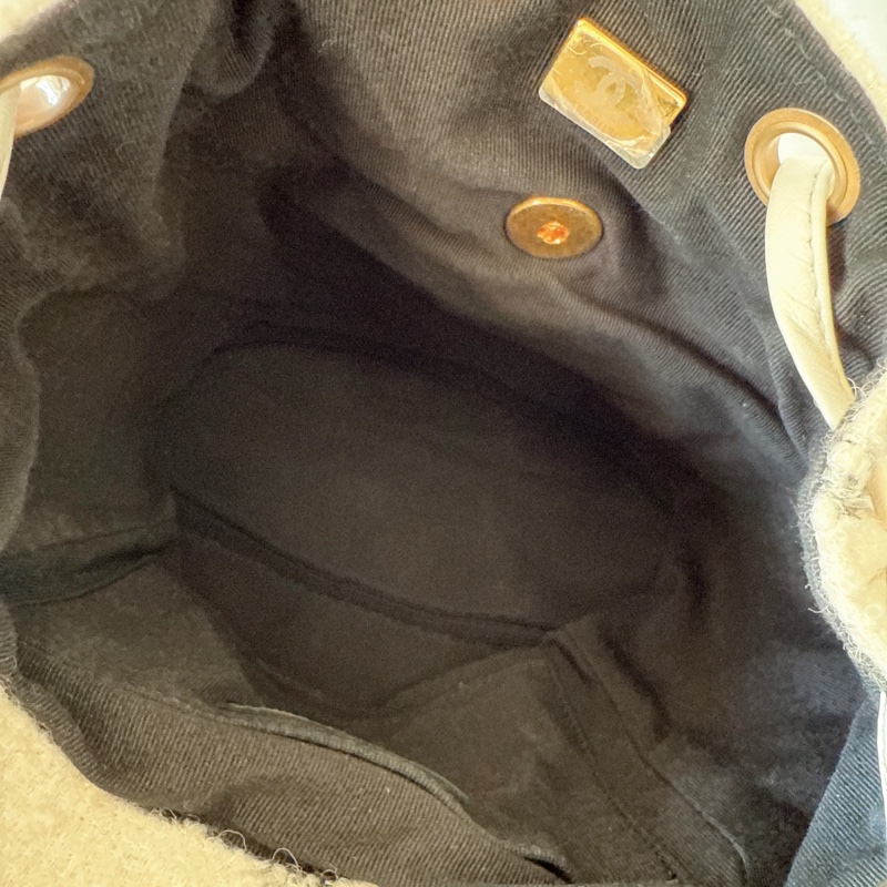 Chanel 22K黑白花呢毛呢格纹duma雙肩包後背包 晶片款-4