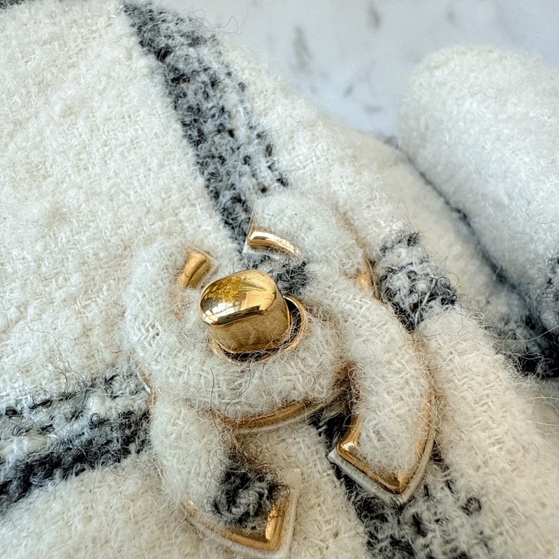 Chanel 22K黑白花呢毛呢格纹duma雙肩包後背包 晶片款-10