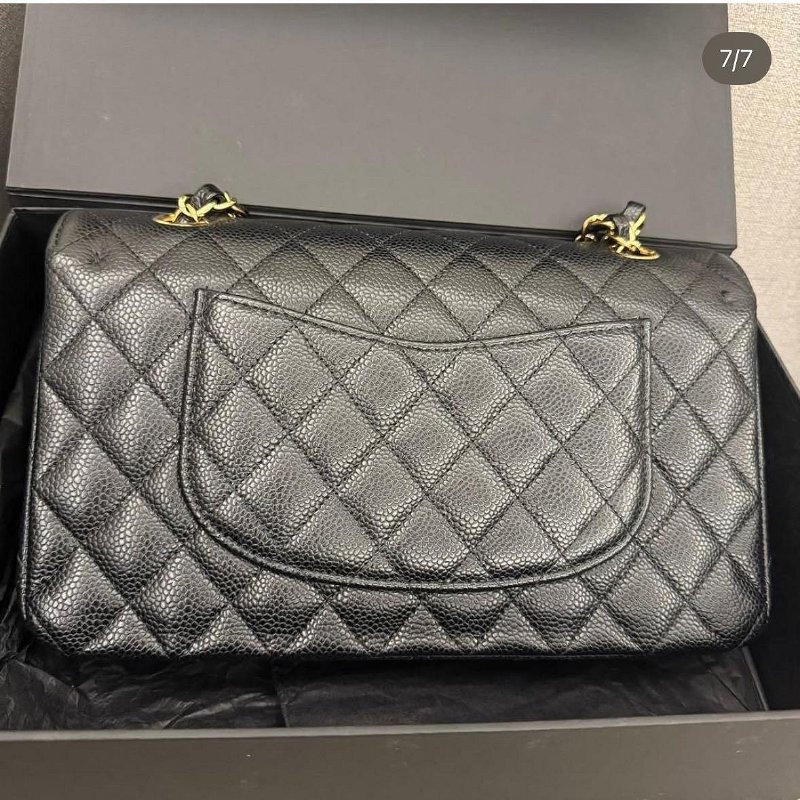 *SHIHNA名牌精品*CHANEL CF 25 荔枝牛皮黑金釦斜背包/肩背包（30開保卡款）-6