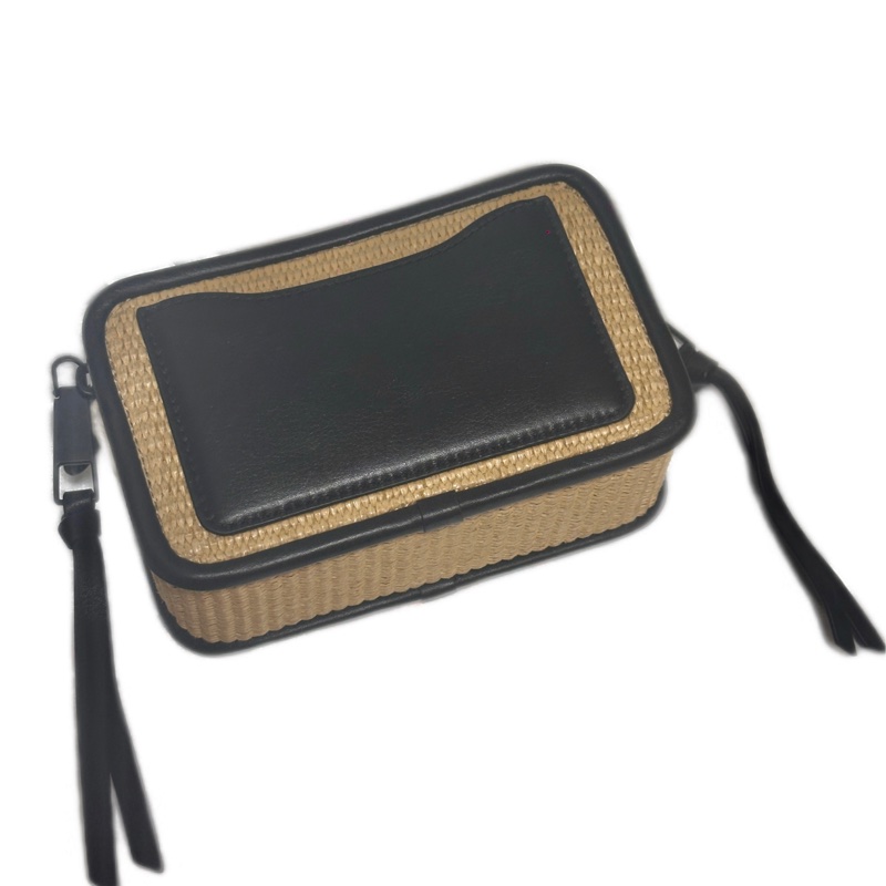 MARC JACOBS THE WOVEN SNAPSHOT 編織草編斜背相機包(黑)-7
