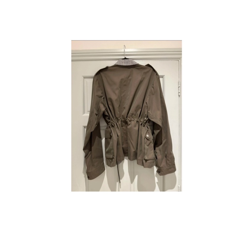 軍绿色拼灰色外套-2