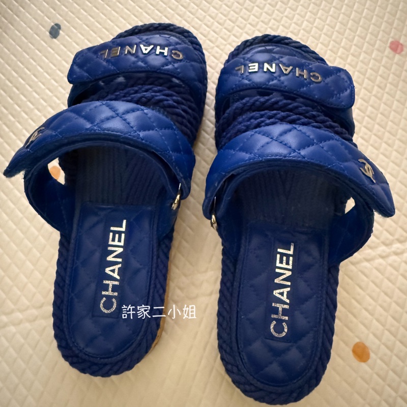 CHANEL 二手閒置 小羊皮編織拖鞋 37號-4
