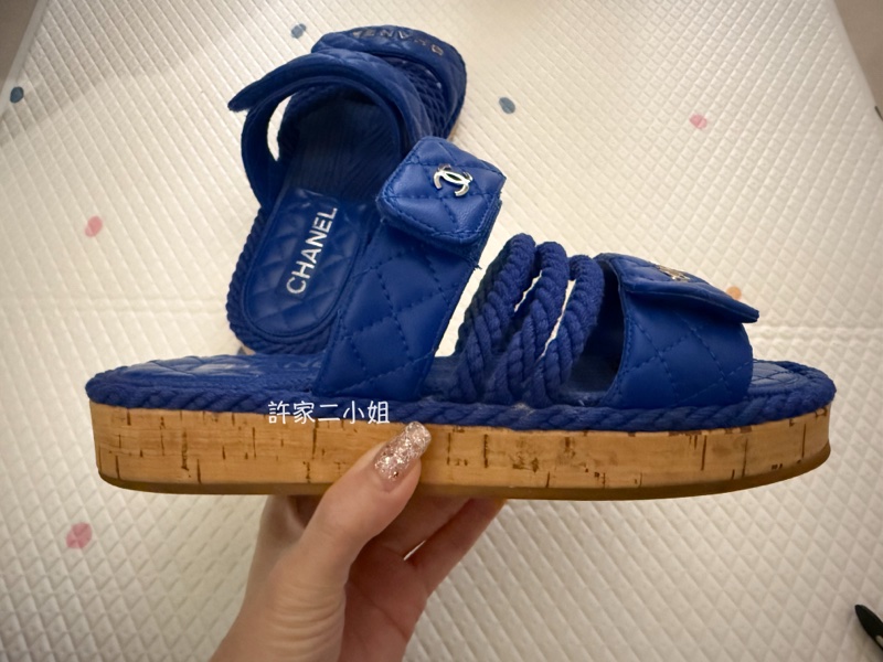 CHANEL 二手閒置 小羊皮編織拖鞋 37號-6