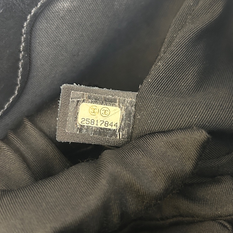 K870 Chanel 香奈兒 黑銀油蠟皮夾子包 25开開無卡-6