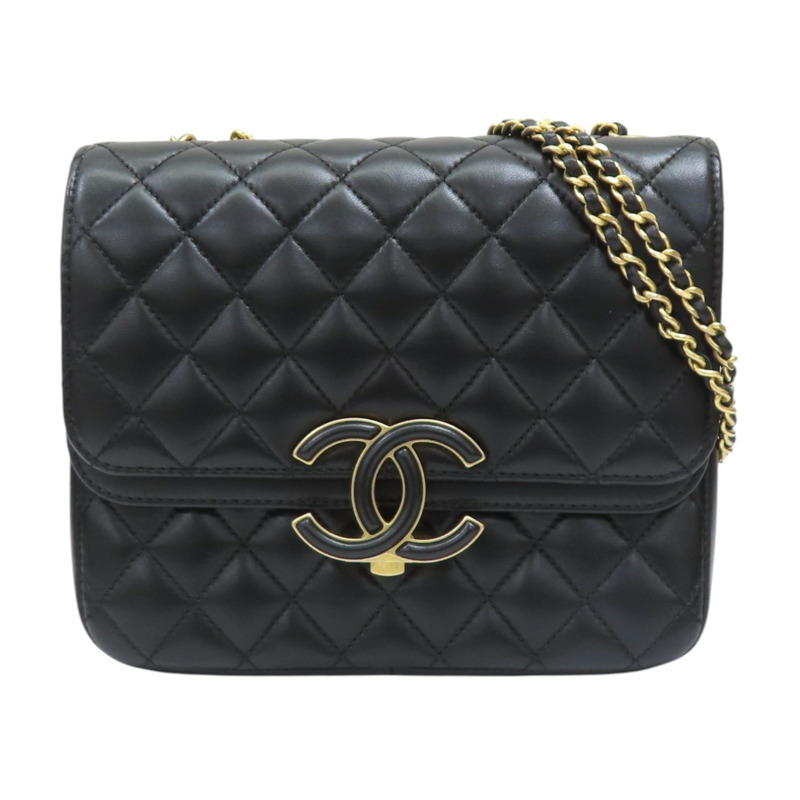 黑色 羊皮 菱格紋 CC Chic Flap 鍊帶 肩背包【CHANEL 香奈兒】-0