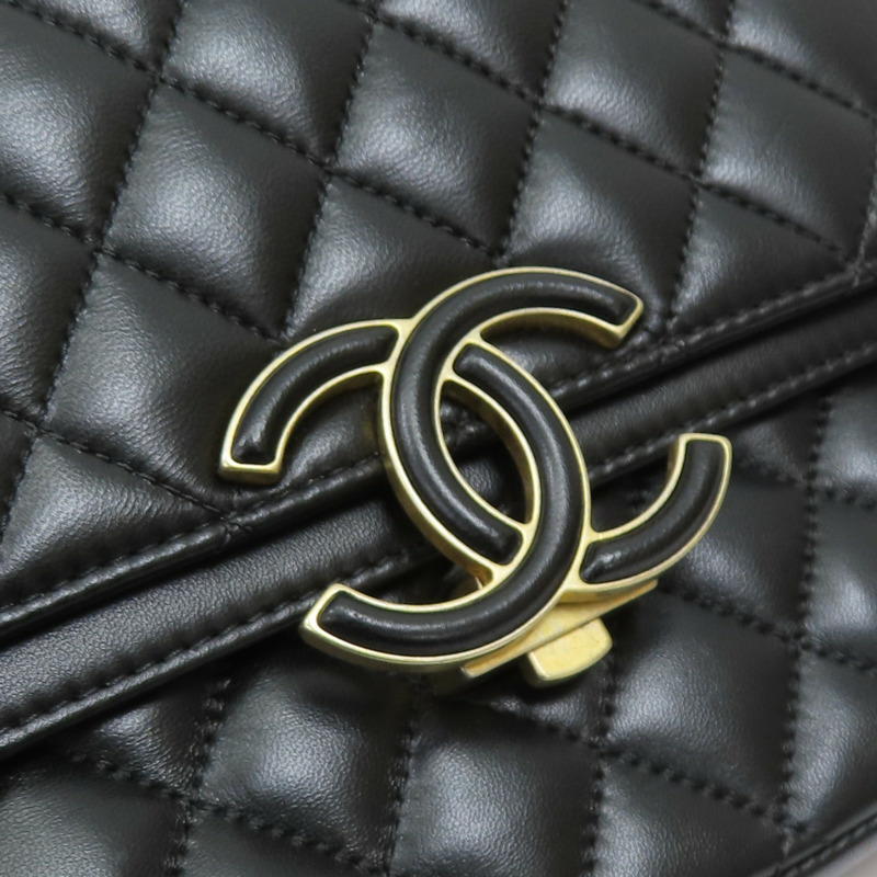 黑色 羊皮 菱格紋 CC Chic Flap 鍊帶 肩背包【CHANEL 香奈兒】-12