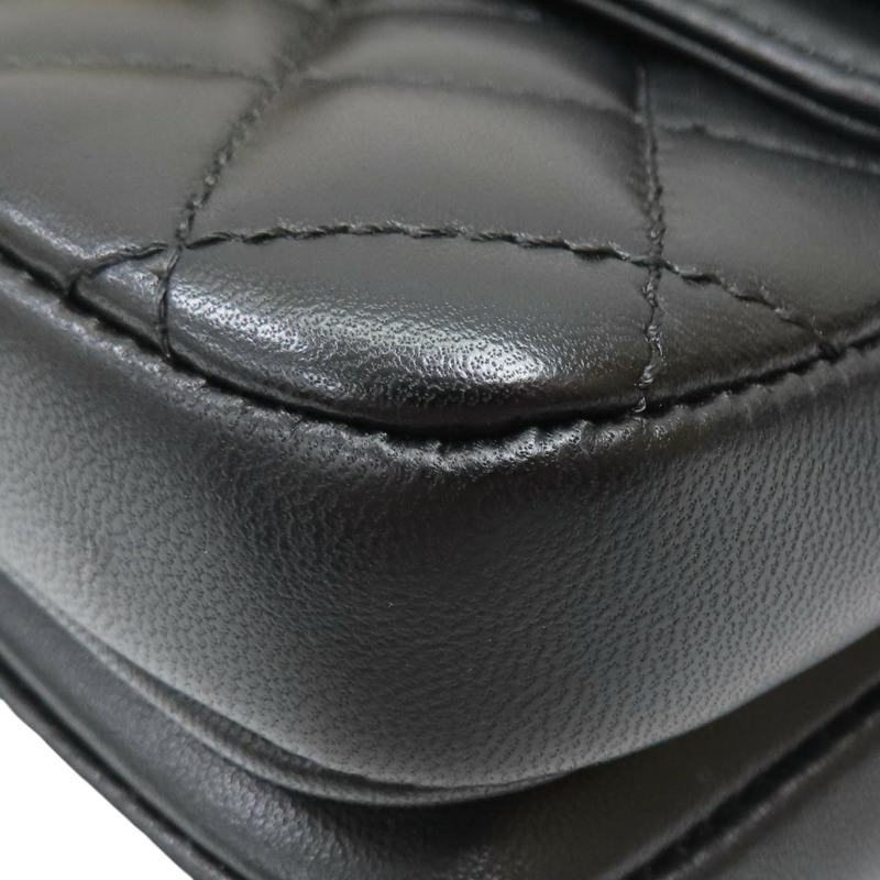 黑色 羊皮 菱格紋 CC Chic Flap 鍊帶 肩背包【CHANEL 香奈兒】-16