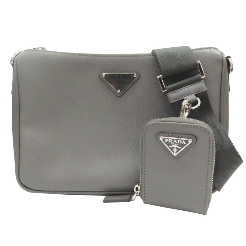 灰色 牛皮 肩背包【PRADA 普拉達】 2VH113-0