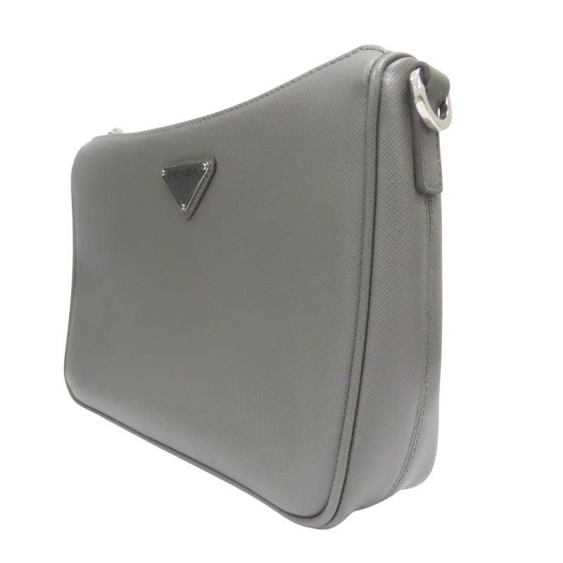 灰色 牛皮 肩背包【PRADA 普拉達】 2VH113-2
