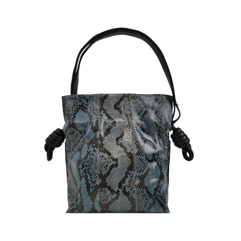 Loewe Flamenco 牛皮蛇皮繩結設計單肩包-0