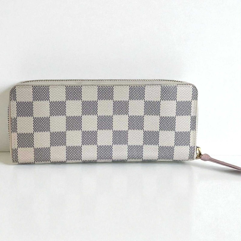 LV白棋盤格紋拉鍊長夾-2