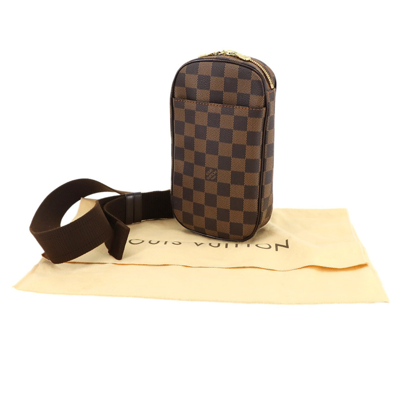 路易威登 Damier Pochette Gange 個人 SPO Ebene 皮革身體包 N48048-1