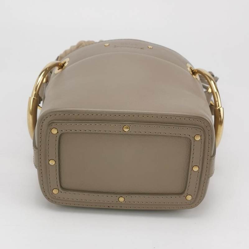 Chloe Roy 小號 牛皮帆布穿孔圓環斜挎包單肩包-5