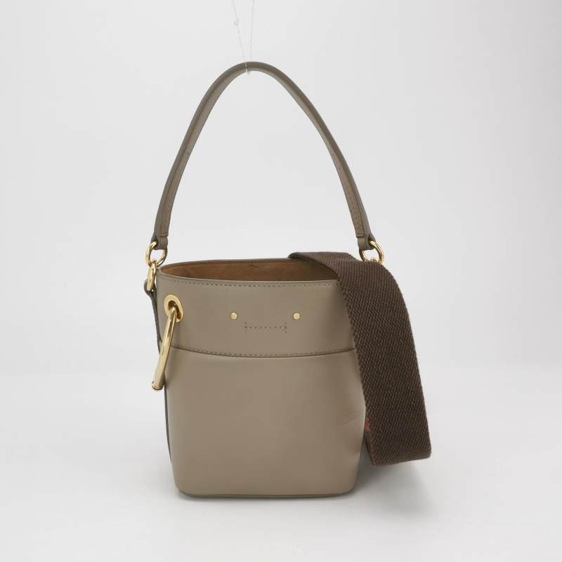 Chloe Roy 小號 牛皮帆布穿孔圓環斜挎包單肩包-8