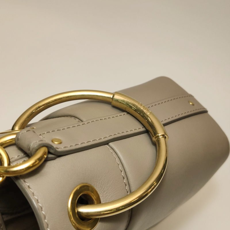 Chloe Roy 小號 牛皮帆布穿孔圓環斜挎包單肩包-13