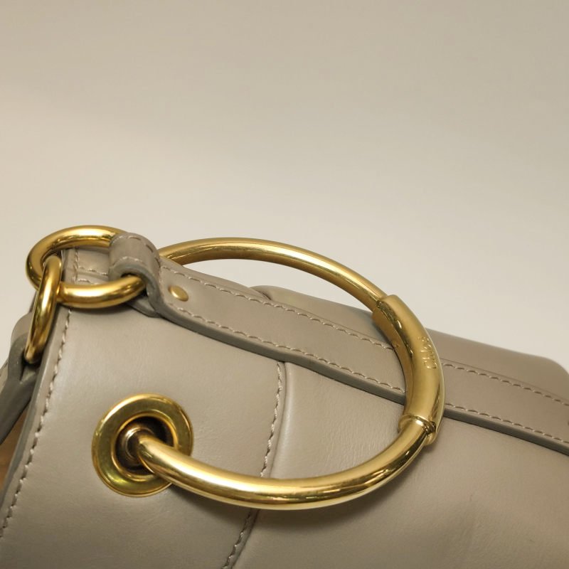 Chloe Roy 小號 牛皮帆布穿孔圓環斜挎包單肩包-14