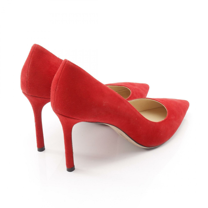 JIMMY CHOO 紅色麂皮細高跟女鞋 #38 1/2-1
