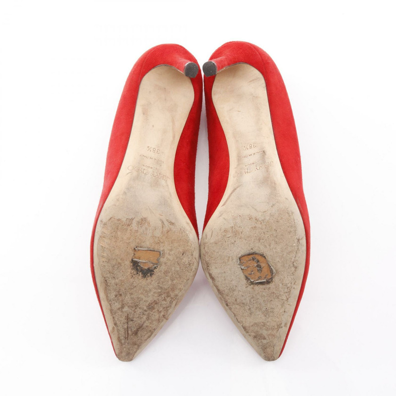 JIMMY CHOO 紅色麂皮細高跟女鞋 #38 1/2-3