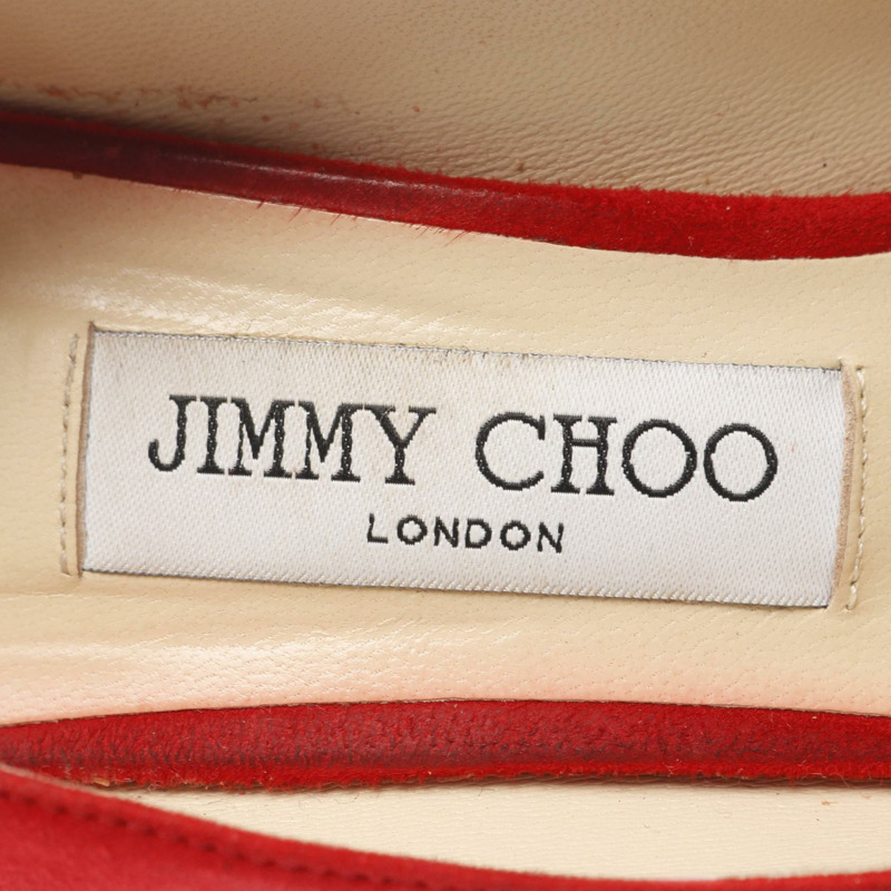JIMMY CHOO 紅色麂皮細高跟女鞋 #38 1/2-4