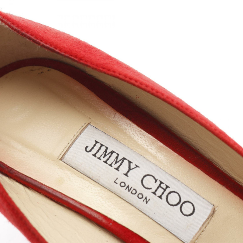 JIMMY CHOO 紅色麂皮細高跟女鞋 #38 1/2-7
