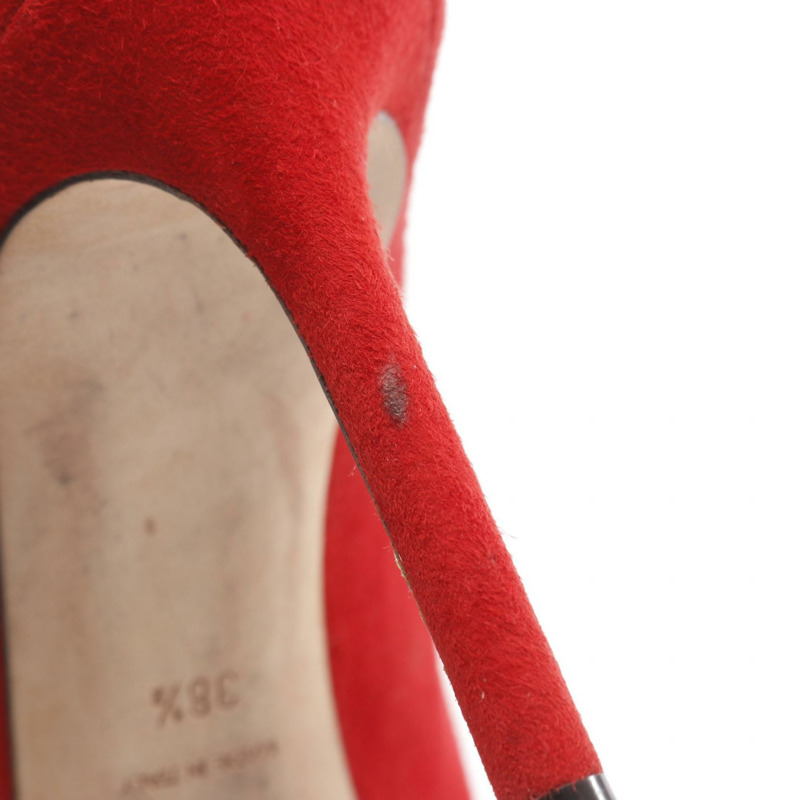 JIMMY CHOO 紅色麂皮細高跟女鞋 #38 1/2-10