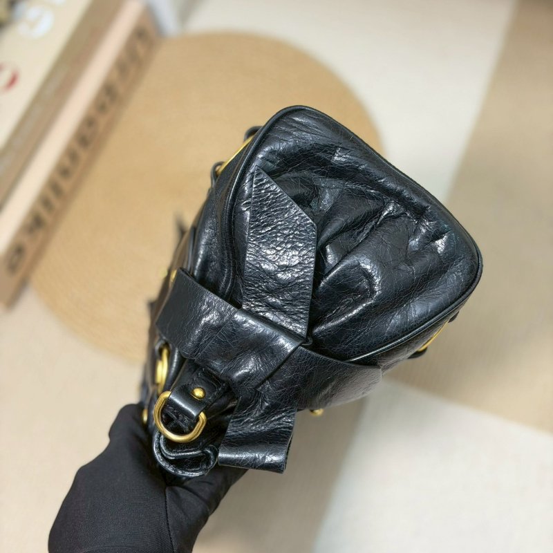 (稀有款式✨)🏷Miumiu．蝴蝶結機車包 油蠟皮 小號-3