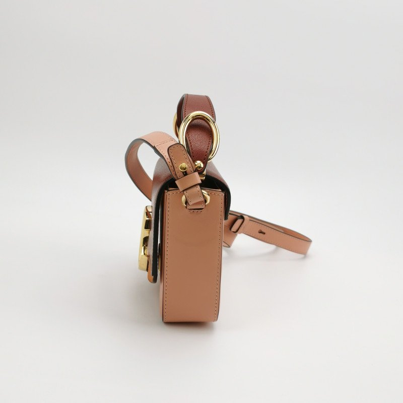 Chloe Chloe C迷你牛皮羊皮翻毛皮拼色字母C徽飾斜挎包單肩包-2