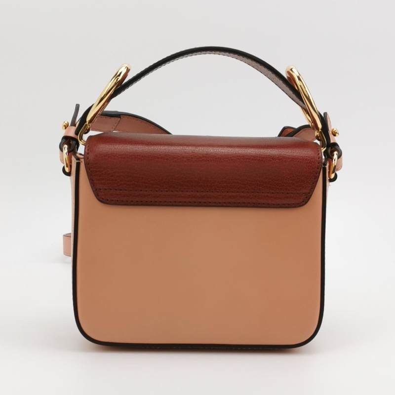 Chloe Chloe C迷你牛皮羊皮翻毛皮拼色字母C徽飾斜挎包單肩包-4