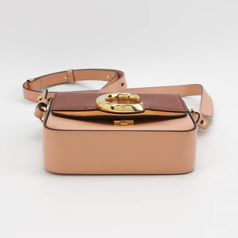 Chloe Chloe C迷你牛皮羊皮翻毛皮拼色字母C徽飾斜挎包單肩包-5