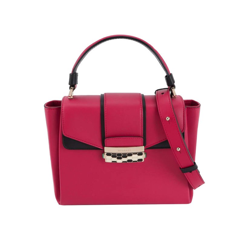 Bvlgari Serpenti Viper牛皮拼色字母Logo斜挎包單肩包-0