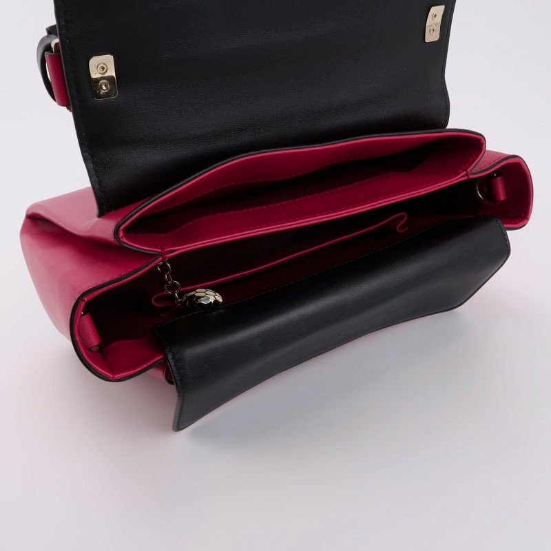 Bvlgari Serpenti Viper牛皮拼色字母Logo斜挎包單肩包-6