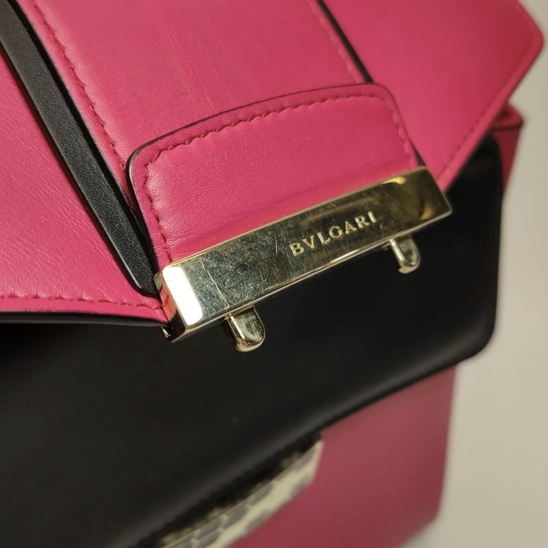 Bvlgari Serpenti Viper牛皮拼色字母Logo斜挎包單肩包-11