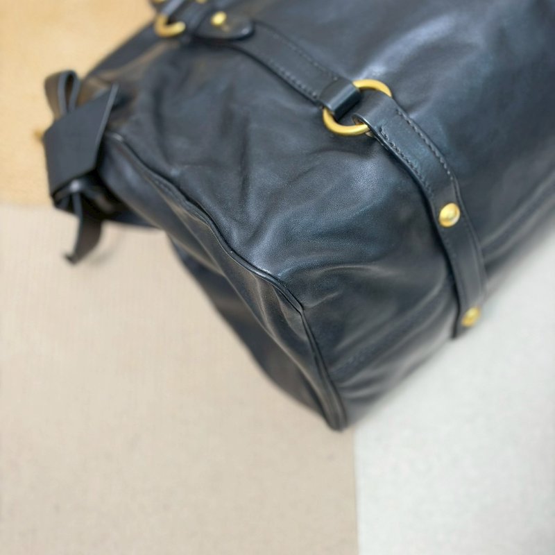 (稀有款式✨)🏷Miumiu．蝴蝶結機車包 光滑皮 大號-6